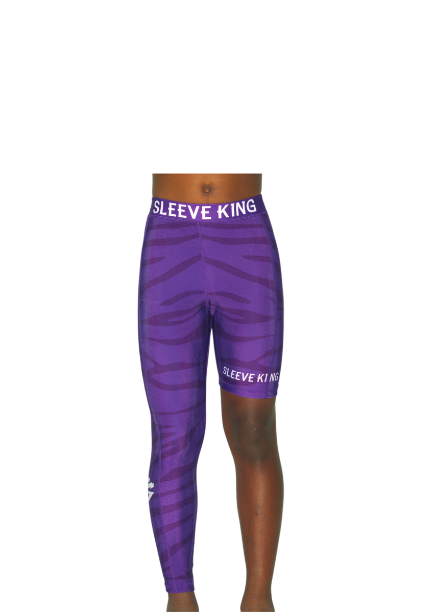 PURPLE STRIPES FULL ONE LEG LEGGINGS Sleeve King Athletics