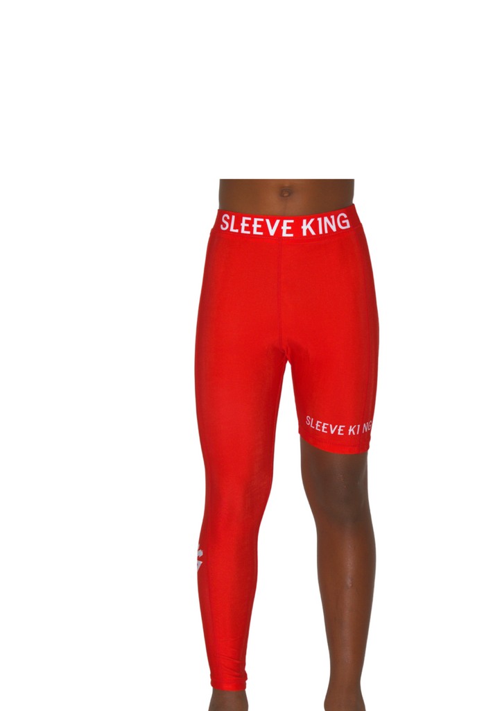 RED SOLID FULL ONE LEG LEGGINGS Sleeve King Athletics