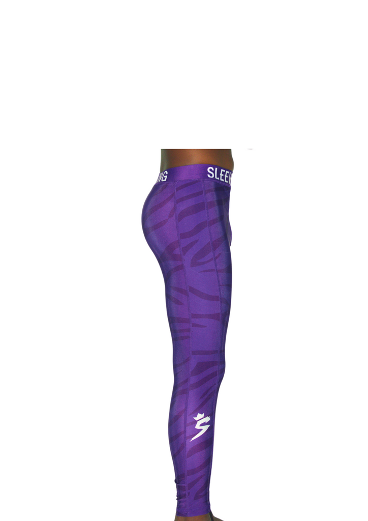 PURPLE STRIPES FULL ONE LEG LEGGINGS Sleeve King Athletics