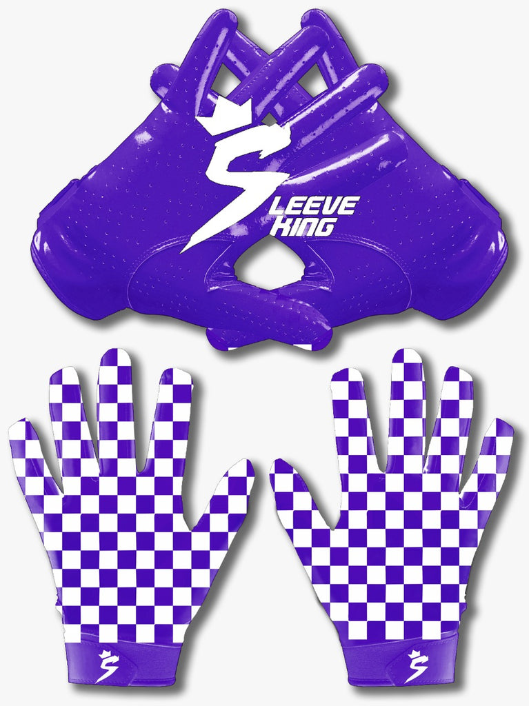 White and cheap purple football gloves